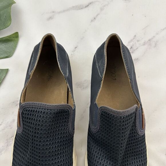 Olukai Womens Pehuea Sneaker Flats Size 10 Navy Blue Woven Slip On - Picture 4 of 7